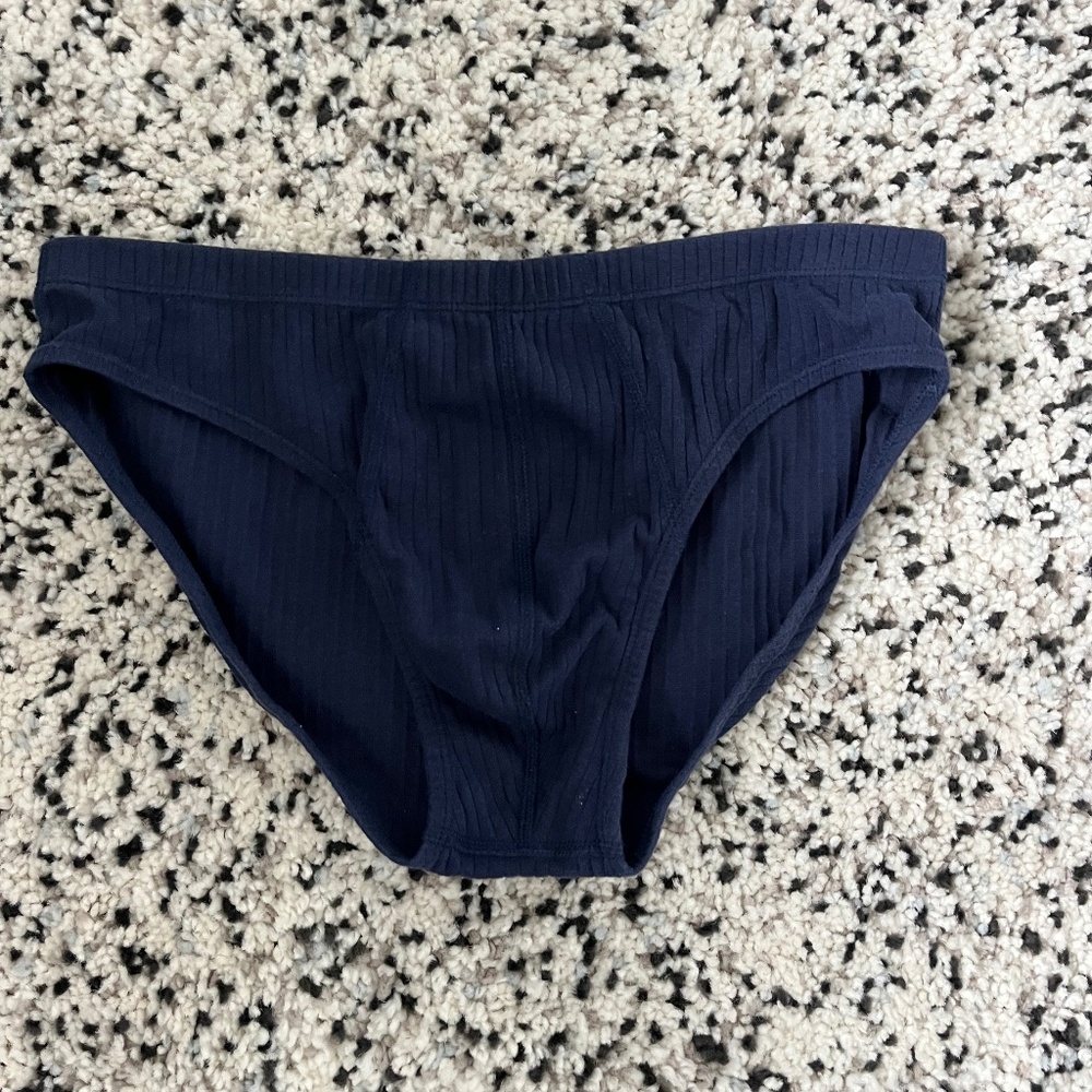 Stafford Ribbed Cotton Briefs, Navy, Large